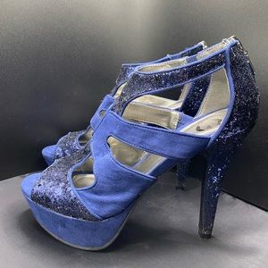 G by Guess Navy Glitter Stilettos